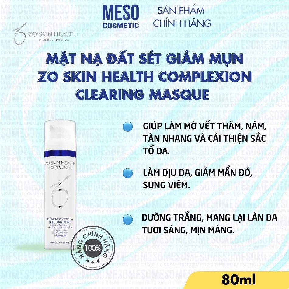 Kem Đặc Trị Nám, Dưỡng Trắng Da Zo Skin Health Pigment Control + Blending Crème 2% - 80ml